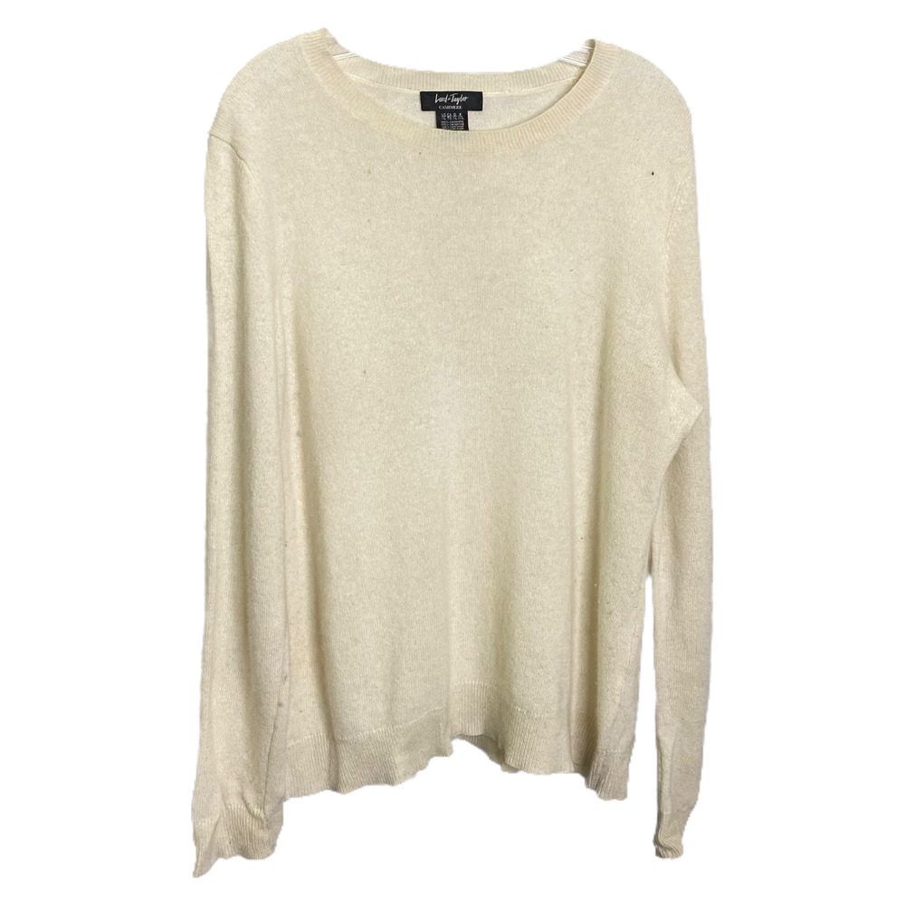 Lord & Taylor Women's Sweater Pullover Long Sleeve Cream Cashmere Crew Neck XL